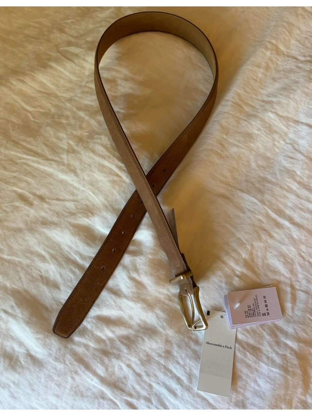 NWT A&F S/M light brown suede belt
